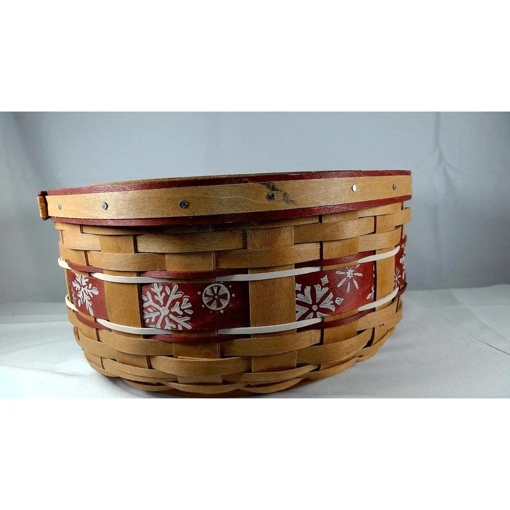 Longaberger‎ 2010 Christmas Falling Snow Red Basket with Lid
